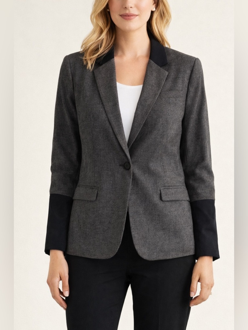 Rag & Bone Wool Blazer Colourblock Grey & Black Size 4 Timeless Classy Chic